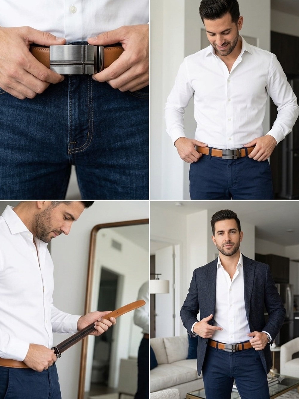 Classic Men’s Leather Adjustable Tan Belt